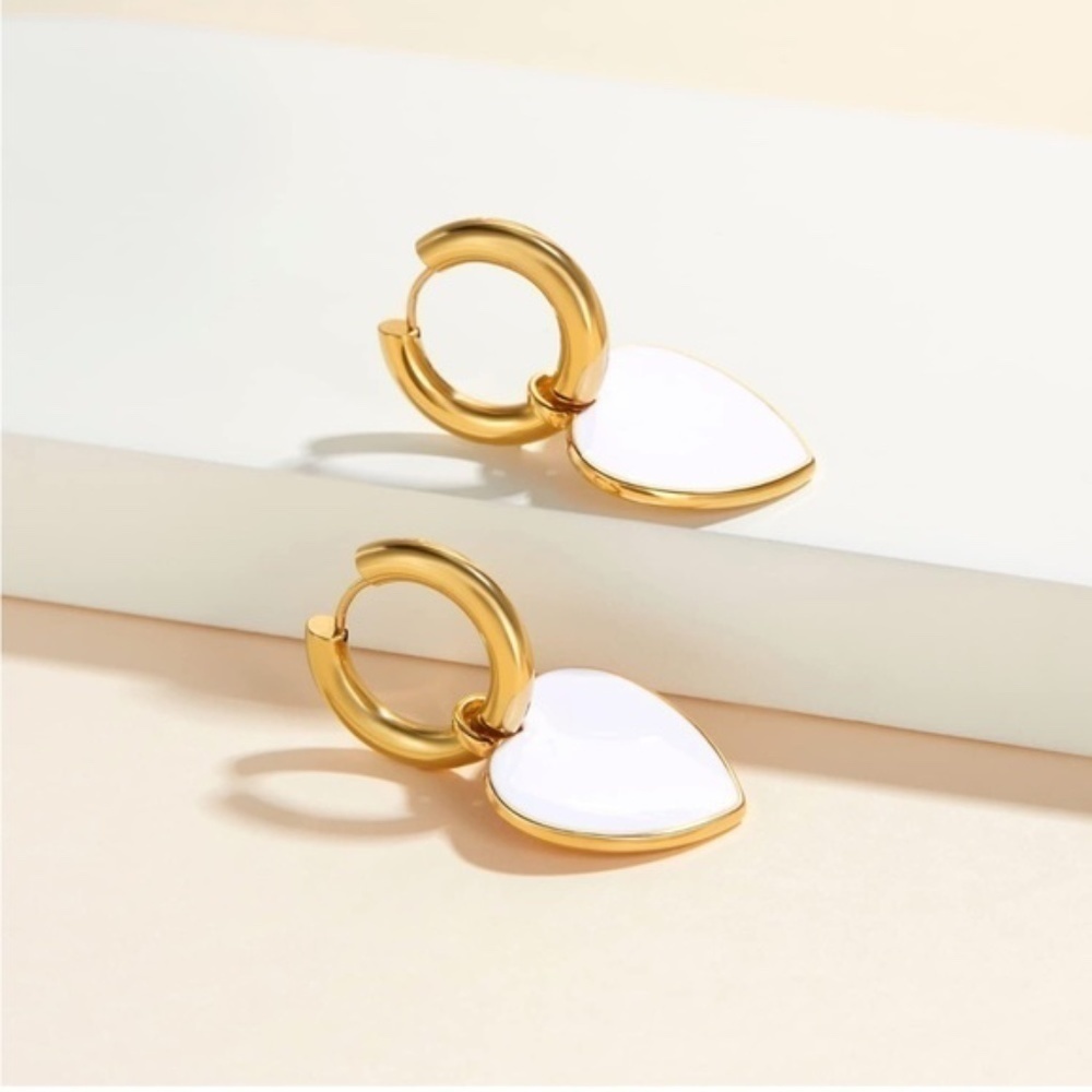 GOLD 14k Gold Plated Heart Hoop Earrings